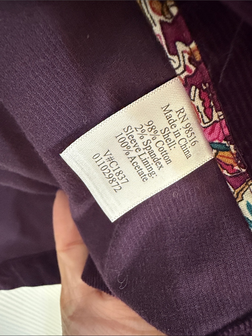 Coldwater Creek Dark Plum Corduroy Button Front Jacket - Picture 6 of 9